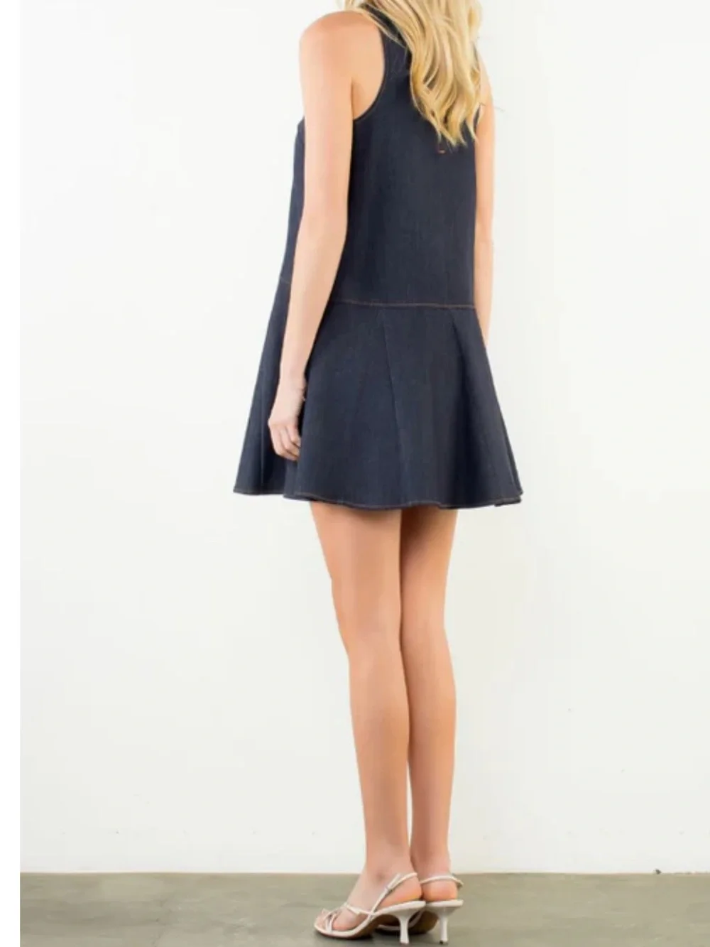 THML Denim Dress Boutique Bold Stripe Accent Large NWT $99 Preppy Feminine - Picture 3 of 8